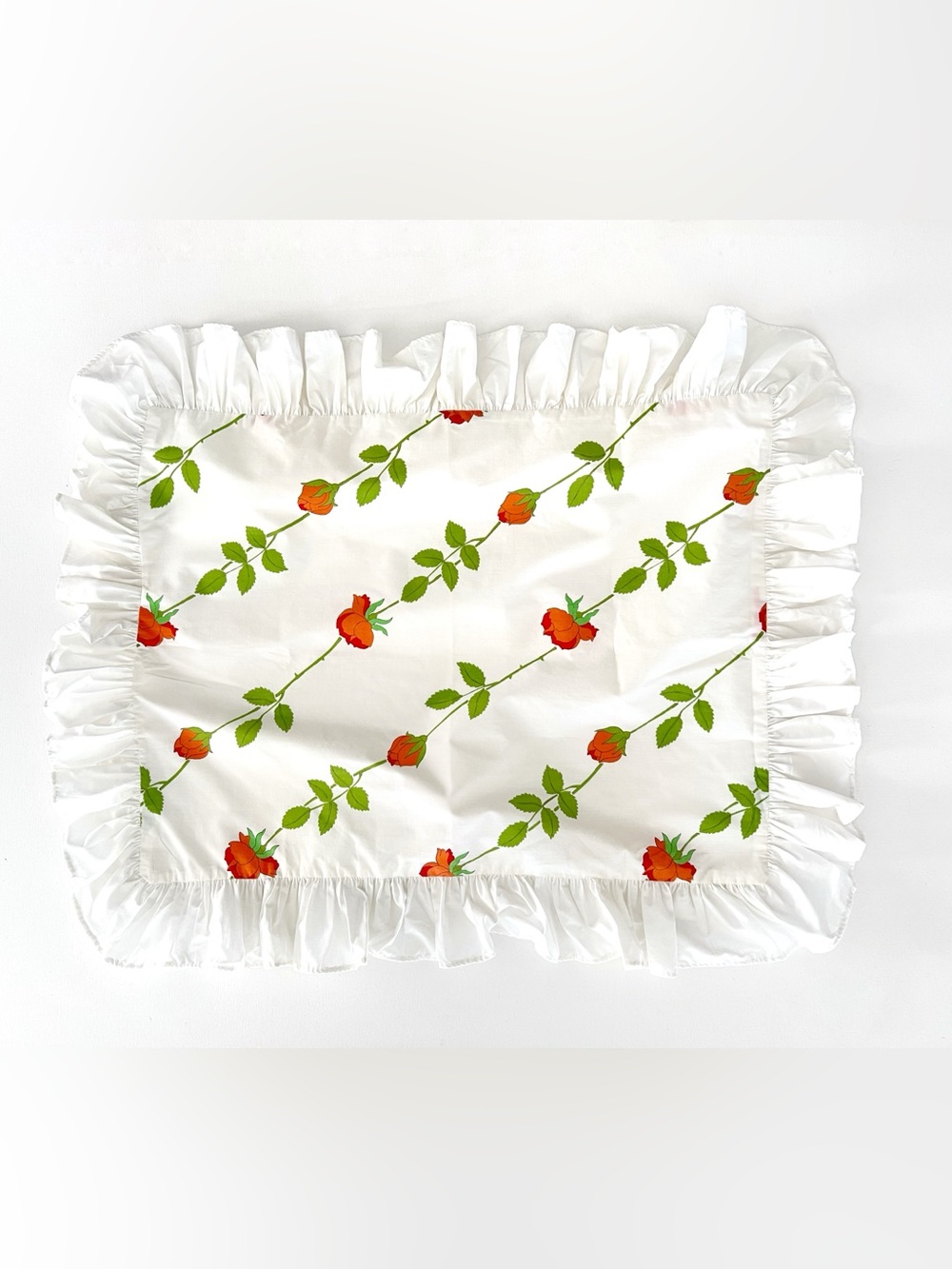 Vintage Wamsutta Christian Dior Rose Ruffled Sham Pillowcase